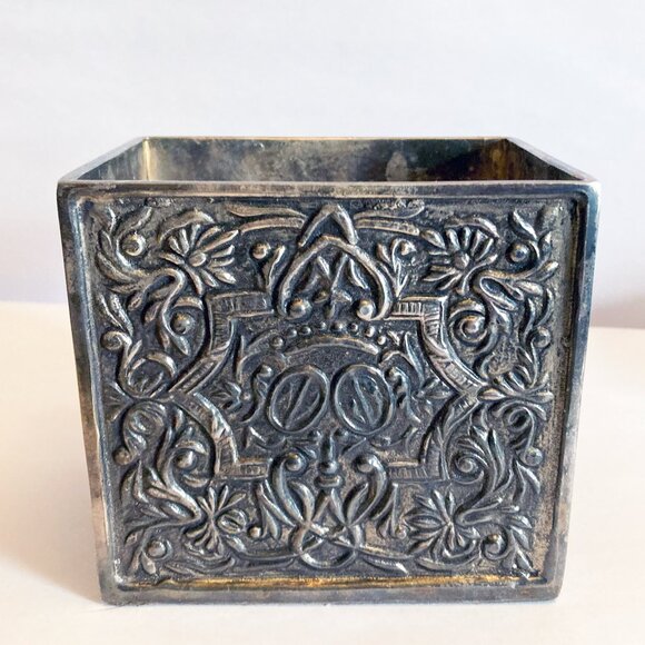 Ornate Silver Open Box from India Beautiful 4" Display Rectangular - Picture 1 of 6